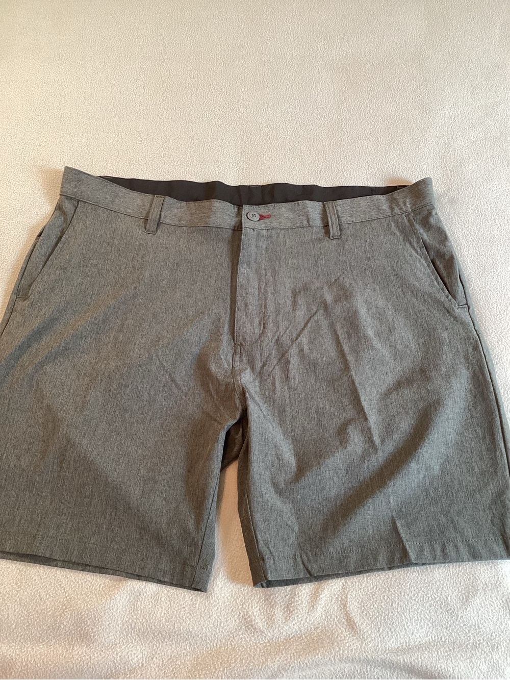 RON JON Surf Shop Shorts Mens Sz 42x7.5” Flat Front Chinos Gray Performance Golf